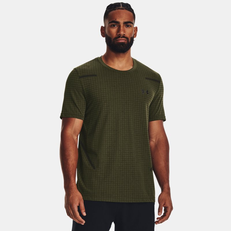 Camiseta de manga corta Under Armour Seamless Grid para hombre Marine OD Verde / Negro S